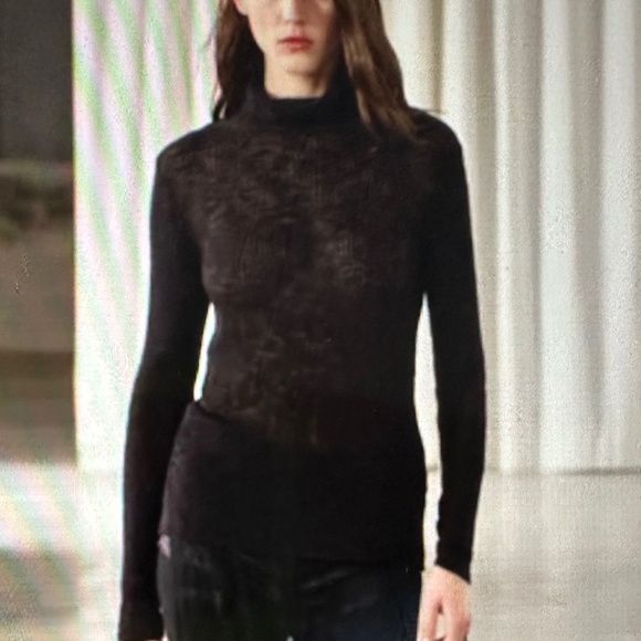 ZARA Sheer turtleneck knit Top. NWT - Picture 2 of 6